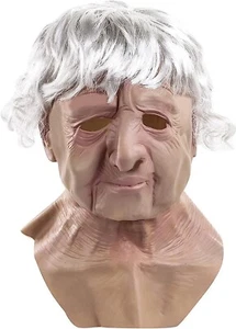 Realistic Granny Mask Latex Overhead Halloween Old Lady Woman Mask Accessory - Picture 1 of 3