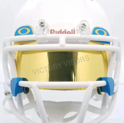Mini Gold & Teal Novelty Football Helmet Visor *FLAT STYLE* w/Clips Los Angeles Cover