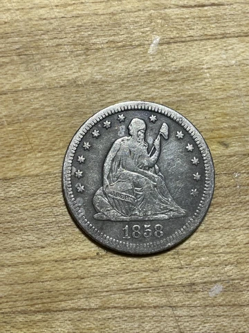1858 seated liberty quarter dollar VF Cover