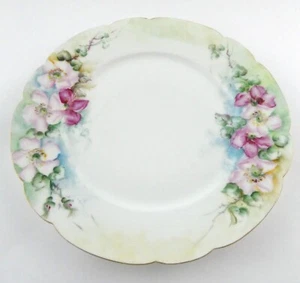 Plato de rosas silvestres vintage Tressemanes y Vogt pintado a mano 9,5 pulgadas Limoges TV - Imagen 1 de 16