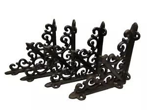 Set of 4 Cast Iron Shelf Brackets New Antique-Style Rustic 5.5" x 5.5" - Picture 1 of 5