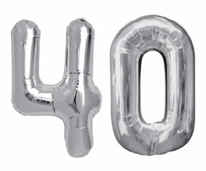 Palloncino gonfiabile 40 anni gigante argento feste di compleanno descorazioni - Foto 1 di 3