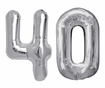 Palloncino gonfiabile 40 anni gigante argento feste di compleanno descorazioni  - Immagine 1 di 3