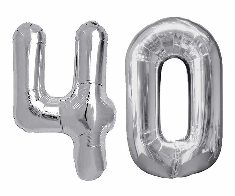 Palloncino gonfiabile 40 anni gigante argento feste di compleanno descorazioni  - Immagine 1 di 3