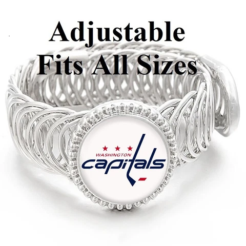 Washington Capitals Mens Women's Silver Link Adjustable Hockey Bracelet Gift D11 Cover