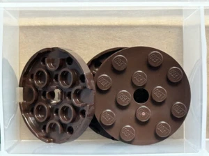 LEGO Parts - Dark Brown Plate, Round 4 x 4 with Hole - No 60474 - QTY 5 - Picture 1 of 1