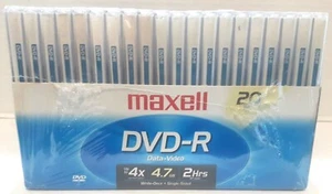 Maxwell DVD-R 4X 4.7GB Blank Media Discs w/Cases : 20-Pack - Brand New & Sealed - Picture 1 of 5