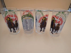 SET OF 4! AUTHENTIC KENTUCKY DERBY 110 GLASSES 1984 MINT JULEP GLASSES CHURCHILL - Picture 1 of 4