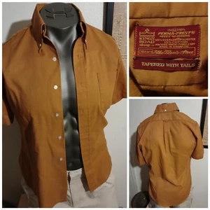 Vtg rare 70s Sears Kings Road Poly cotton Short Sleeve Shirt - Size M HTF Brown  - Picture 1 of 7