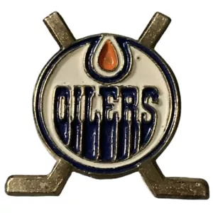 Vintage NHL Edmonton Oilers Logo Crossed Sticks Souvenir Pin - Picture 1 of 2