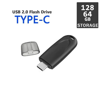 Unidad flash USB C de 64/128 GB Unidad USB 2.0 tipo C Mini unidad USB Almacenamiento en unidad portátil Foto 1 de 4