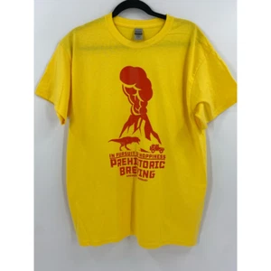 In Pursuit Of Hoppiness Prehistoric Breving Dinosaur Gildan T-Shirt Yellow L - Picture 1 of 3