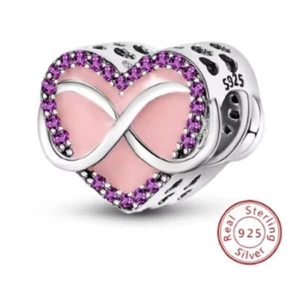 💖 Charm Herz Anhänger "Unendlich" 925 Silber passend für Pandora Armband - Bild 1 von 1