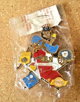 Los Angeles pin 1984 Olympics Dodgers Kings Lakers Raiders 2-layer Lions Club LA - Image 1 of 4