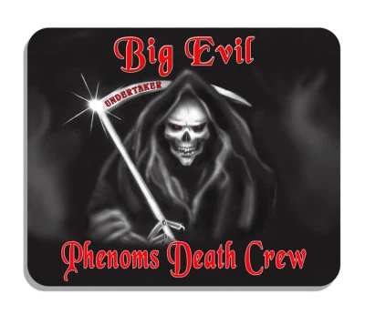 Grim Reaper Mouse Pad Custom Text Any Colors 1/4" Thick Goth Skull Death Dealer - Image 1 of 3