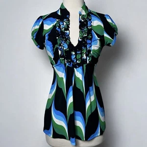 Top Babydoll De Colección Y2K Para Mujer M Con Volantes Op Art Años 90 Bebé Phoebe Buffay Coqueta - Imagen 1 de 12
