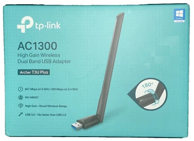 TP-Link USB WiFi Adapter Desktop PC AC1300 USB 3.0 Wireless Dual Band T3U Plus - Image 1 of 4