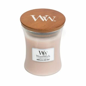 Woodwick Soy Wax Scented Candle - Medium 12cm / 9.7 oz - Vanilla & Sea Salt - Picture 1 of 2