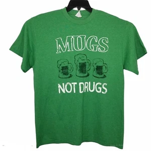 Delta Mens Large Green Mugs Beer Graphic Humor T-Shirt St Patricks Day Tee - Picture 1 of 5