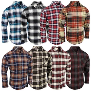 Plaid Flannel Mens Shirt Soft Button Down Collar Chest Pocket NEW Muted Colors - Picture 1 of 27