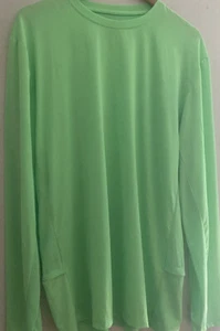 PGA Tour Mens Side Pockets Sun Protection Golf Long Sleeve T-Shirt Lime Green L - Picture 1 of 1
