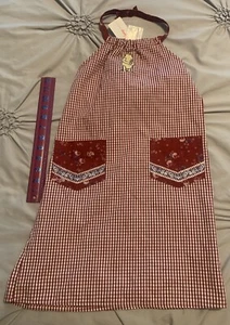 New Vintage Disney Embroidered Pooh Bear Red & White Gingham Dress Girls 6/6X - Picture 1 of 11