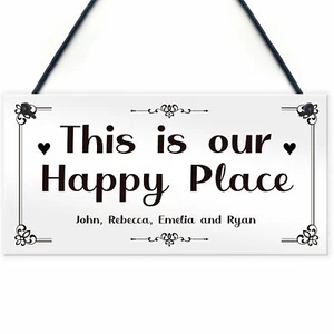Our Happy Place Personalised Home Gift For Family New Home Gift Home Decor - Picture 1 of 9