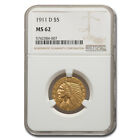 1911-D $5 Indian Gold Half Eagle MS-62 NGC