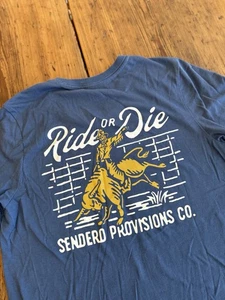 Camiseta Sendero Provisions Co. Ride Or Die Gráfica Vintage Azul Talla Mediana Texas - Imagen 1 de 12