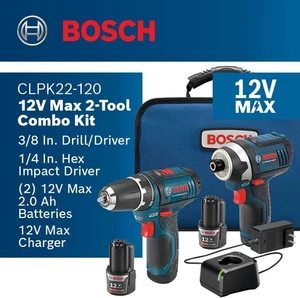 Bosch CLPK22-120 12V 3/8" Drill/Driver & 1/4" Impact Driver Kit 2 Batteries - Picture 1 of 4