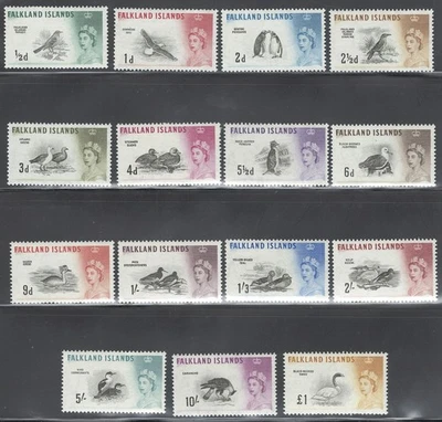 Falkland Islands Mint NH Sc# 128/142 SG# 193/207 complete birds set 1960 - Image 1 of 2