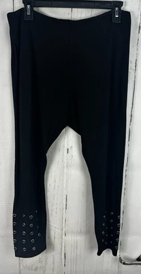 Leggings Lysse Capri XL Negros con ojales plateados Pull On Comfort Pantalones Capri Foto 1 de 4