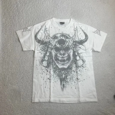 Y2K men's white TapOut MMA Samurai Ronin Aop Graphic T-Shirt M USA made - Image 1 of 4