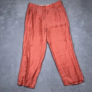J Crew Hose Damen 8 Leinenmischung Plissee vorne cropped leicht Sommer Casua - Bild 1 von 11