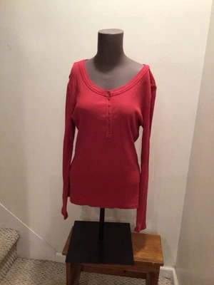 Lucky Brand Girls L Sleeve Henley Red Sz Medium RN80318 - Image 1 of 4