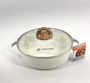 Masterclass Ceramic Non-stick 9.5" 2.6-qt Low Casserole Lid Cookware White New - Picture 1 of 7