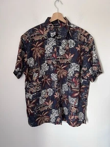 Vintage Point Zero Woody Car Palm Tree Hawaiian Summer Short Sleeve Shirt M VGC - Picture 1 of 8
