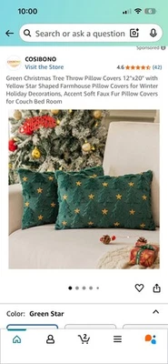 Hermosa almohada verde árbol de Navidad paquete de 2 12x20 decoración navideña Foto 1 de 2
