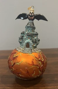 Morawski Fledermaus im Glockenturm Glas Ornament 6,5" Halloween Schloss gruselig - Bild 1 von 8