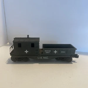Rare LIONEL #6824 "U.S.M.C." CABOOSE DE TRAVAIL "UNITÉ DE SECOURS" OLIVE TERNE 1960 Lire ! - Photo 1/13