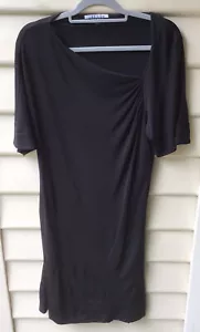 Jaeger London Black Dress 12 M Jersey Knit Asymmetric Neckline Pockets Designer - Bild 1 von 9