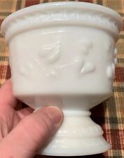 Vintage Milk glass Footed Sherbet Cup Ivy/Raised Heart Design