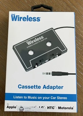 Adaptador de cassete Just Wireless ouvir música através do estéreo automotivo “NOVO” - Imagem 1 de 2