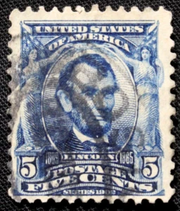 US Stamps Scott #304 ~ 1903 5c Lincoln, blue RL09 - Picture 1 of 1