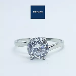 Anello donna in Argento 925 Solitario 8 mm zircone 2 kt brillante - Foto 1 di 12