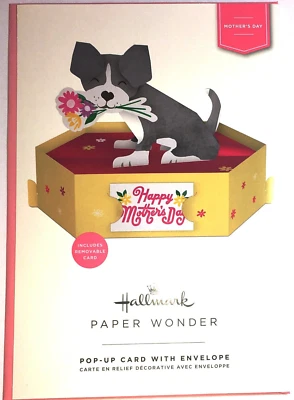 Hallmark Paper Wonder Día de la Madre Lindo Perro Gris y Blanco con Flores Tarjeta Pop-Up Foto 1 de 2