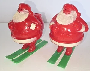 2 De Colección Rosen Rosbro Papá Noel en Esquís Plástico Duro Candy Treat Holder MCM 1950s - Imagen 1 de 10