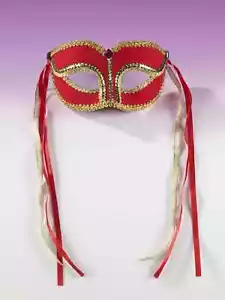 Forum Novelties Venetian Mask Red with Gold Trim Halloween Face Mask, Red Gol... - Picture 1 of 1