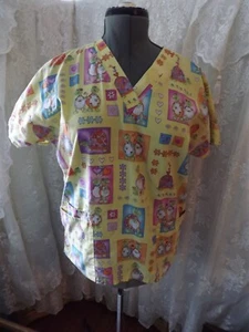 SCRUB H.Q. nurses uniform top WHIMSICAL TURTLES SZ MEDIUM  - Picture 1 of 13