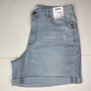 Sonoma Women’s Size 16 Jean Shorts Denim Light Blue Wash High Rise Cuff New Tags - Picture 1 of 7